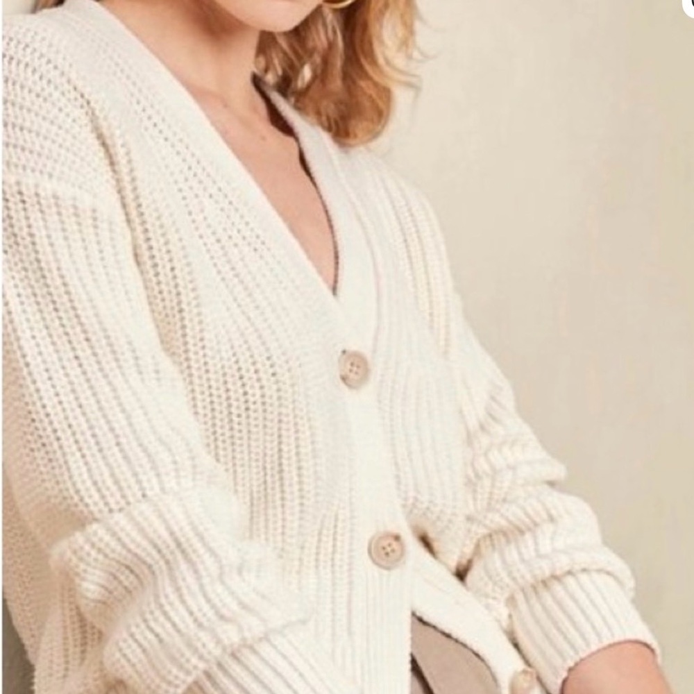 Banana Republic Women's Cream Button-Up Sweater
